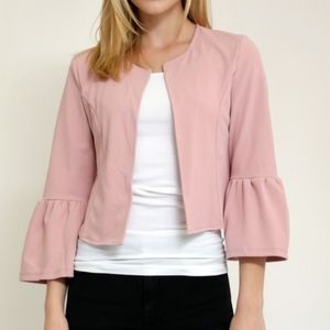 Pink bolero ruffle sleeve jacket